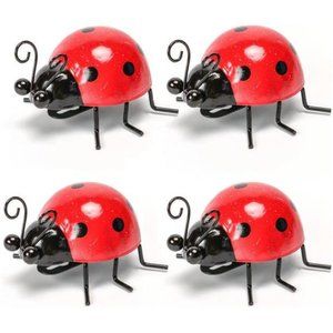 Metal GardenDecor for Outside Cute Ladybugs YardArt Lawn Ornaments WallSculpture